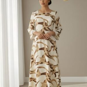 Long sleeve dress Printed cedar fabric