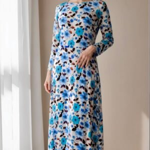 Long sleeve dress Printed cedar fabric