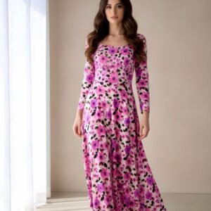 Long sleeve dress Printed cedar fabric