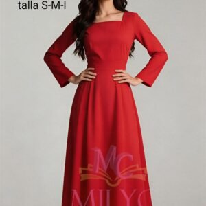 modest dress made of silk fabric Red